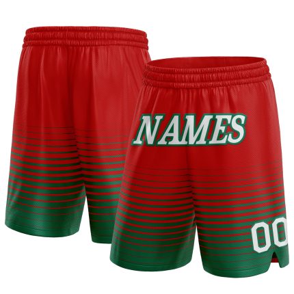 Personalized Red White-Kelly Green Pinstripe Fade Fashion Authentic Basketball Shorts Team Custom Name and Number