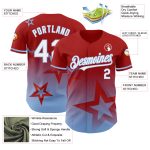 Personalized Red White-Light Blue 3D Pattern Design Gradient Style Twinkle Star Authentic Baseball Jersey Team Custom Name and Number