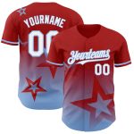 Personalized Red White-Light Blue 3D Pattern Design Gradient Style Twinkle Star Authentic Baseball Jersey Team Custom Name and Number