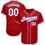 Personalized Red White-Light Blue Authentic Baseball Jersey
