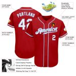 Personalized Red White-Light Blue Authentic Baseball Jersey