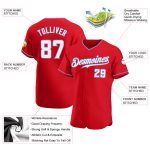 Personalized Red White-Light Blue Authentic Baseball Jersey Team Custom Name and Number