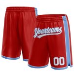 Personalized Red White-Light Blue Authentic Basketball Shorts Team Custom Name and Number