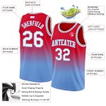 Personalized Red White-Light Blue Authentic Fade Fashion Basketball Jersey Team Custom Name and Number