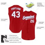 Personalized Red White-Light Blue Authentic Sleeveless Baseball Jersey