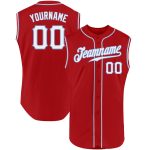 Personalized Red White-Light Blue Authentic Sleeveless Baseball Jersey Team Custom Name and Number