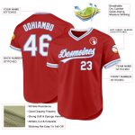 Personalized Red White-Light Blue Authentic Throwback Baseball Jersey Team Custom Name and Number