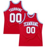 Personalized Red White-Light Blue Authentic Throwback Basketball Jersey