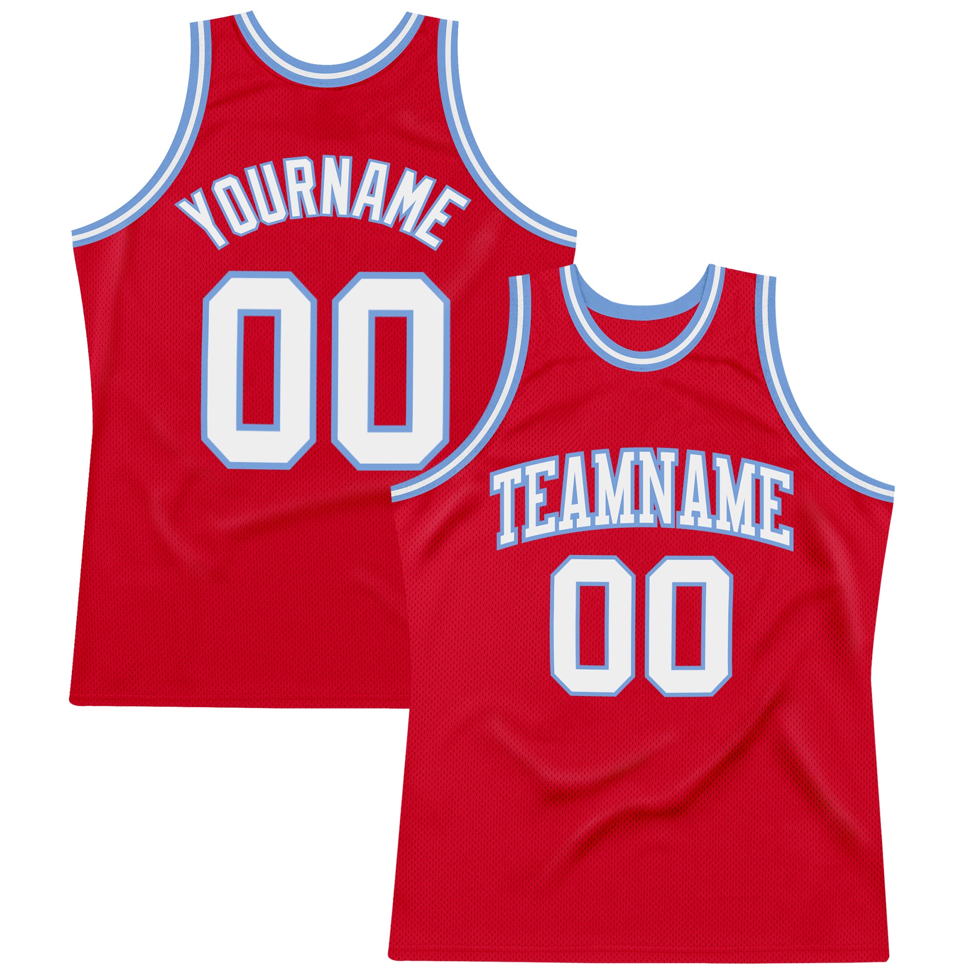 Personalized Red White-Light Blue Authentic Throwback Basketball Jersey
