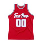 Personalized Red White-Light Blue Authentic Throwback Basketball Jersey Team Custom Name and Number