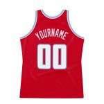 Personalized Red White-Light Blue Authentic Throwback Basketball Jersey Team Custom Name and Number