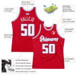 Personalized Red White-Light Blue Authentic Throwback Basketball Jersey Team Custom Name and Number