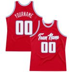 Personalized Red White-Light Blue Authentic Throwback Basketball Jersey Team Custom Name and Number