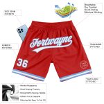Personalized Red White-Light Blue Authentic Throwback Basketball Shorts