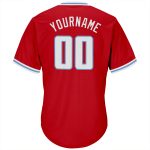 Personalized Red White-Light Blue Authentic Throwback Rib-Knit Baseball Jersey Shirt Team Custom Name and Number