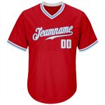 Personalized Red White-Light Blue Authentic Throwback Rib-Knit Baseball Jersey Shirt Team Custom Name and Number