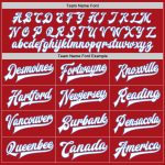 Personalized Red White-Light Blue Bomber Full-Snap Varsity Letterman Two Tone Jacket Team Custom Name and Number