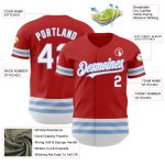 Personalized Red White-Light Blue Line Authentic Baseball Jersey Team Custom Name and Number