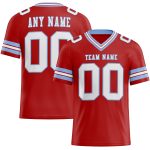 Personalized Red White-Light Blue Mesh Authentic Football Jersey