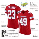 Personalized Red White-Light Blue Mesh Authentic Football Jersey Team Custom Name and Number