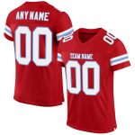 Personalized Red White-Light Blue Mesh Authentic Football Jersey Team Custom Name and Number