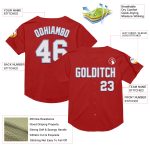 Personalized Red White-Light Blue Mesh Authentic Throwback Baseball Jersey