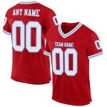 Personalized Red White-Light Blue Mesh Authentic Throwback Football Jersey Team Custom Name and Number