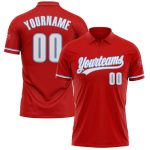 Personalized Red White-Light Blue Performance Vapor Golf Polo Shirt Team Custom Name and Number
