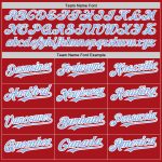 Personalized Red White-Light Blue Pinstripe Authentic Split Fashion Baseball Jersey Team Custom Name and Number