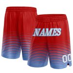 Personalized Red White-Light Blue Pinstripe Fade Fashion Authentic Basketball Shorts Team Custom Name and Number
