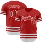 Personalized Red White Line Authentic Baseball Jersey Team Custom Name and Number