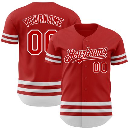 Personalized Red White Line Authentic Baseball Jersey Team Custom Name and Number