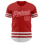Personalized Red White Line Authentic Baseball Jersey Team Custom Name and Number