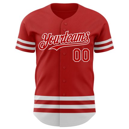 Personalized Red White Line Authentic Baseball Jersey Team Custom Name and Number