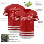 Personalized Red White Line Authentic Baseball Jersey Team Custom Name and Number