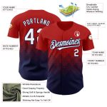 Personalized Red White-Navy 3D Pattern Design Gradient Square Shapes Authentic Baseball Jersey Team Custom Name and Number