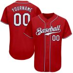 Personalized Red White-Navy Authentic Baseball Jersey Team Custom Name and Number