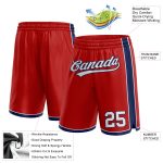 Personalized Red White-Navy Authentic Basketball Shorts Team Custom Name and Number