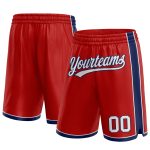 Personalized Red White-Navy Authentic Basketball Shorts Team Custom Name and Number
