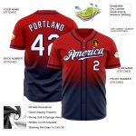 Personalized Red White-Navy Authentic Fade Fashion Baseball Jersey Team Custom Name and Number