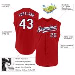 Personalized Red White-Navy Authentic Sleeveless Baseball Jersey