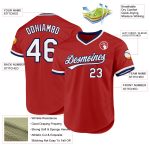 Personalized Red White-Navy Authentic Throwback Baseball Jersey Team Custom Name and Number