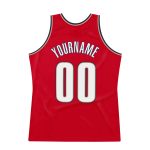 Personalized Red White-Navy Authentic Throwback Basketball Jersey