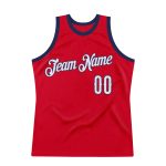 Personalized Red White-Navy Authentic Throwback Basketball Jersey Team Custom Name and Number