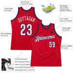 Personalized Red White-Navy Authentic Throwback Basketball Jersey Team Custom Name and Number