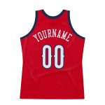 Personalized Red White-Navy Authentic Throwback Basketball Jersey Team Custom Name and Number