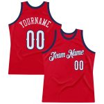 Personalized Red White-Navy Authentic Throwback Basketball Jersey Team Custom Name and Number