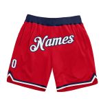 Personalized Red White-Navy Authentic Throwback Basketball Shorts Team Custom Name and Number