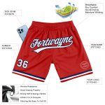Personalized Red White-Navy Authentic Throwback Basketball Shorts