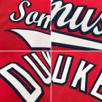 Personalized Red White-Navy Authentic Throwback Rib-Knit Baseball Jersey Shirt